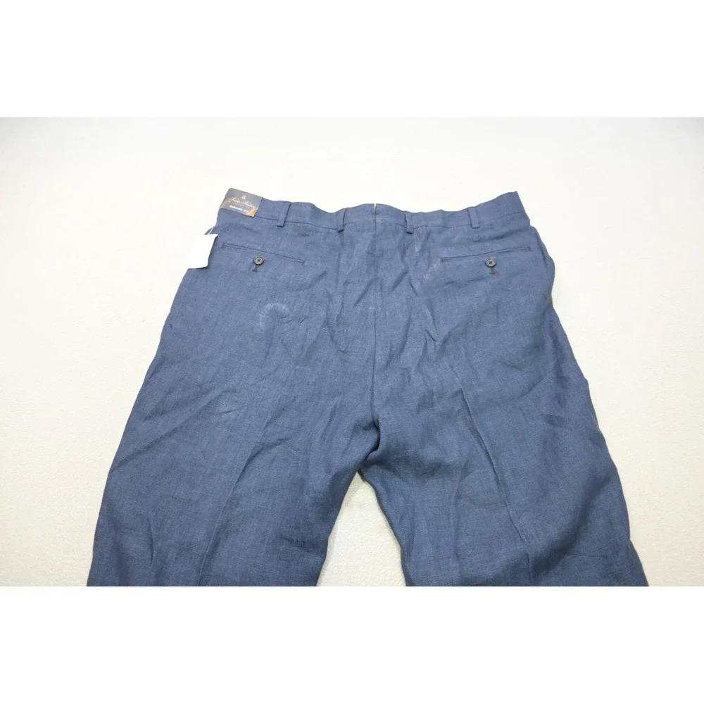 Brooks Brothers Dress Pants Men 40 Blue Solbiati Linen Madison Herringbone NEW